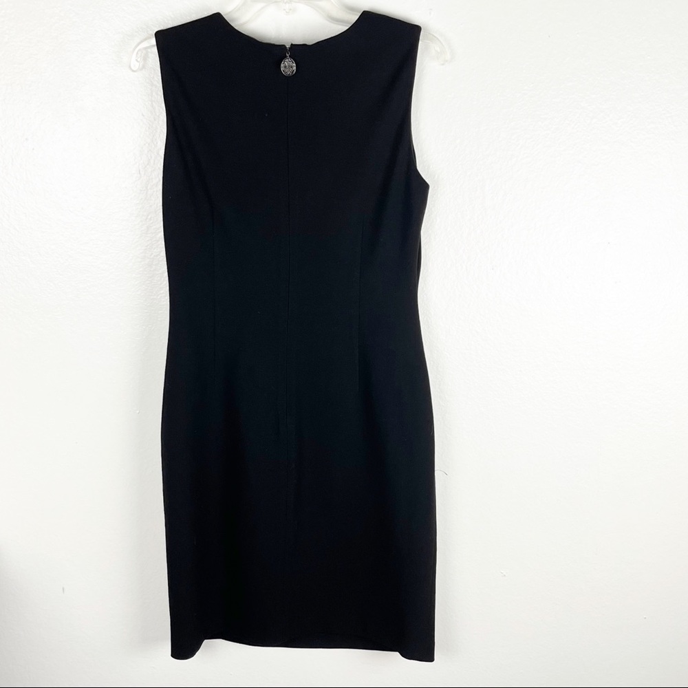 ELIE TAHARI Classic Black Side Pleated Detail Lined Sleeveless Dress, Size 6